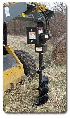 digging post holes with skid steer|skid steer post hole attachment.